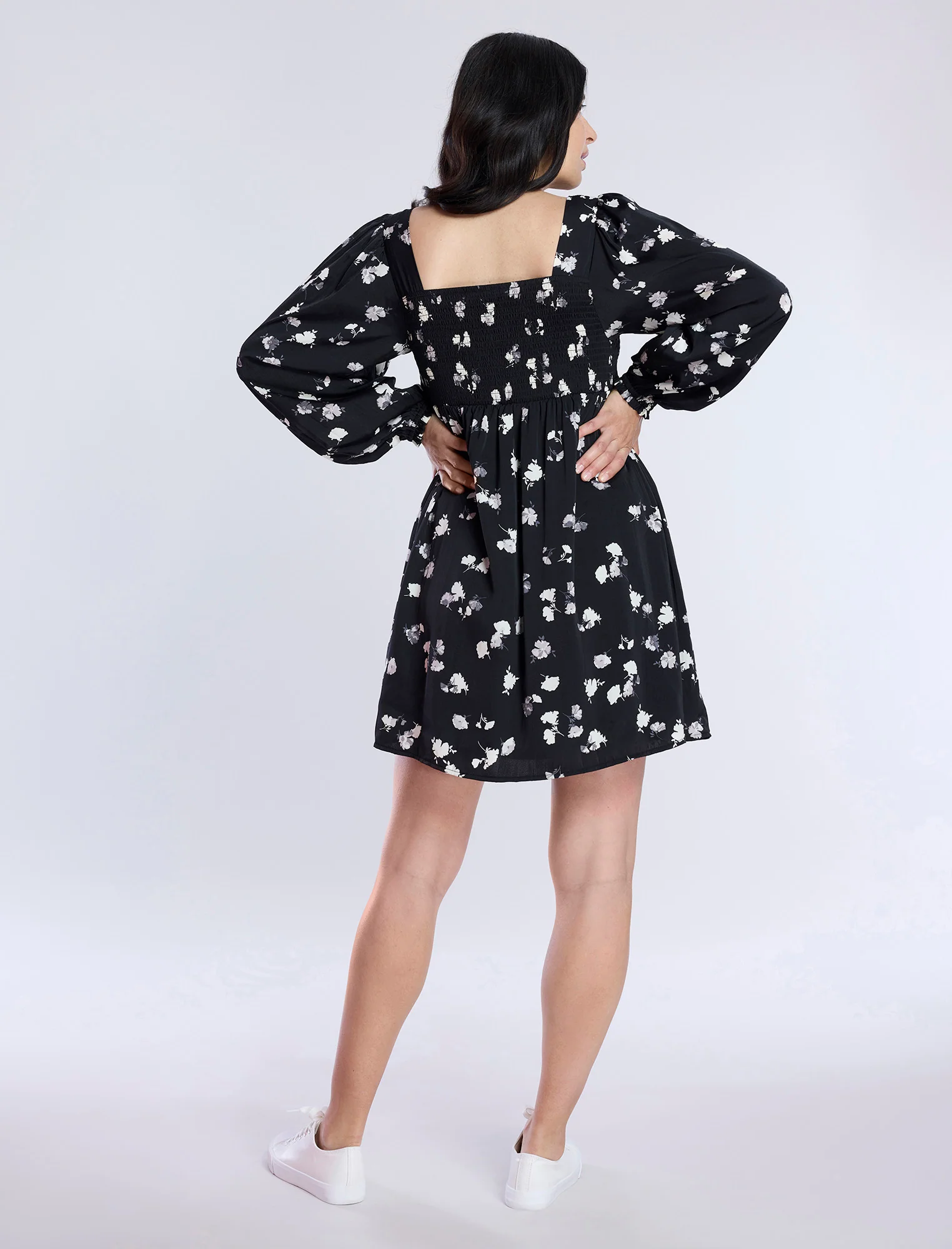 Long Sleeve Smocked Babydoll Dress - Fallshirt