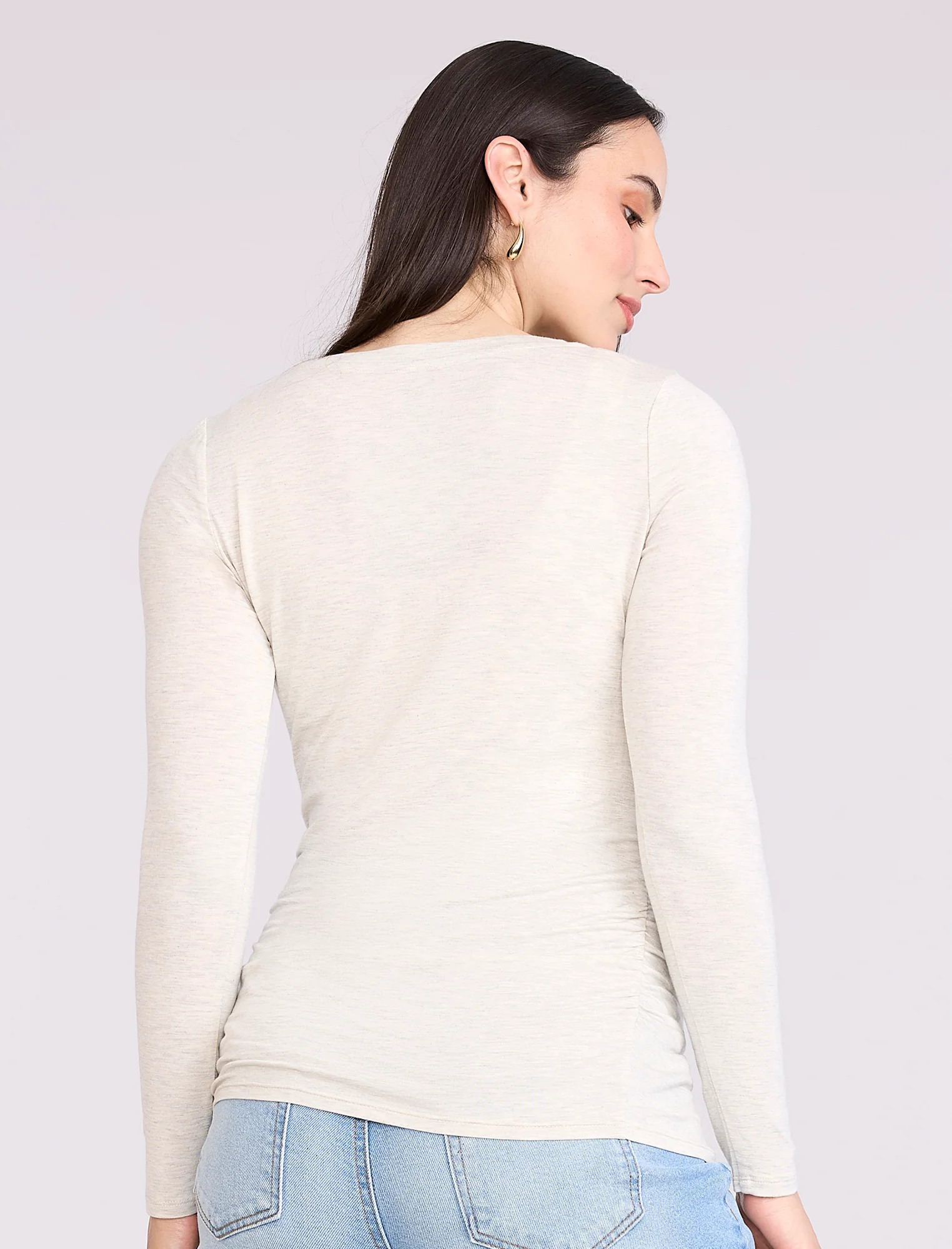 Side Ruched Long Sleeve V-Neck Maternity Tee - Fallshirt