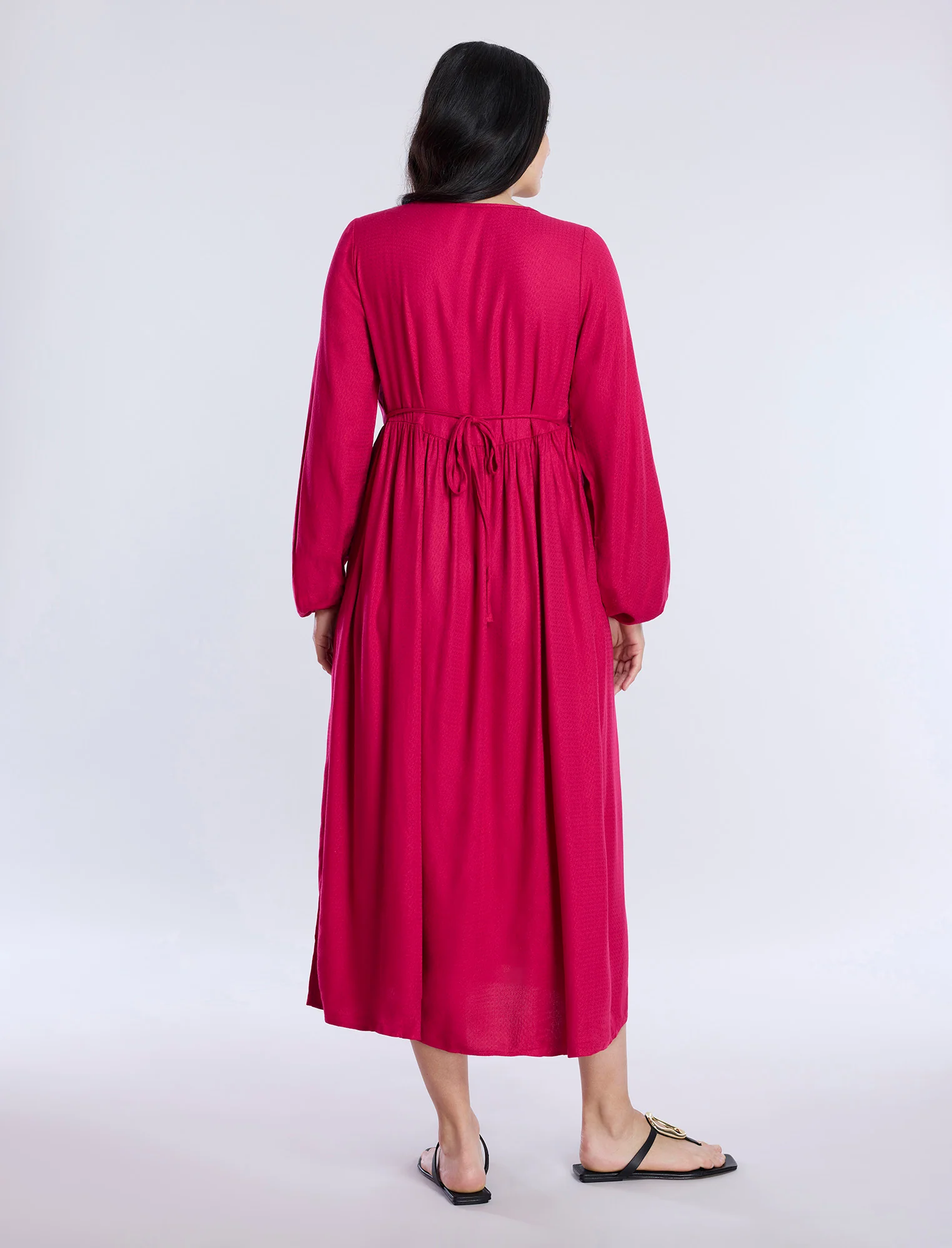 Long Sleeve Button Front Midi Dress - Fallshirt